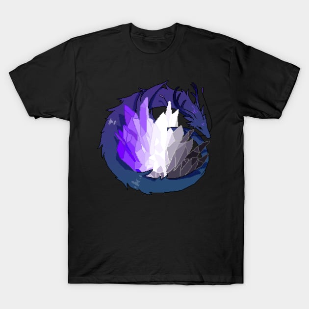 Ace Pride Flag Crystal Dragon T-Shirt by Oceanic Scribbles